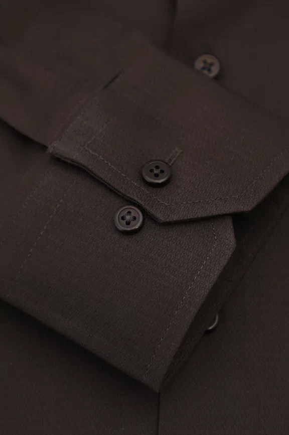 Brown Self Textured Formal Shirt - Image 3