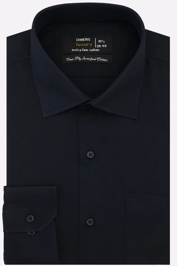 Navy Blue Self Textured Formal Shirt