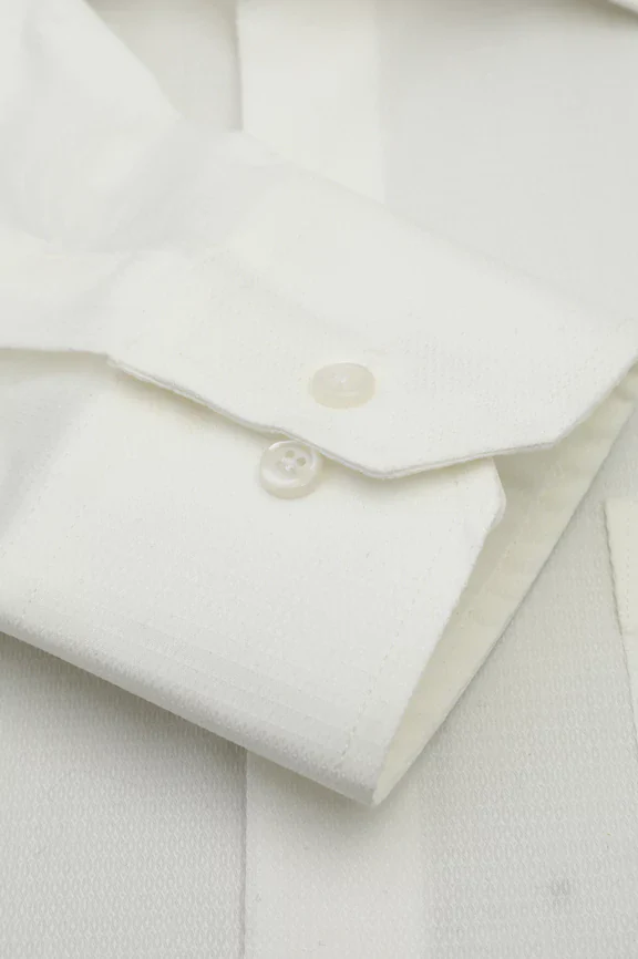 Off White Self Textured Formal Shirt - Image 3