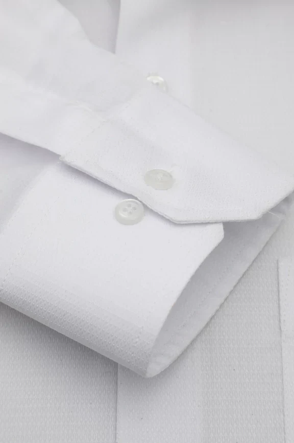White Self Textured Formal Shirt - Image 3