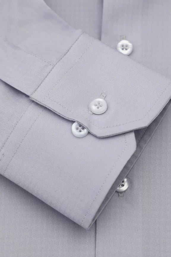 Grey Self Textured Formal Shirt - Image 3