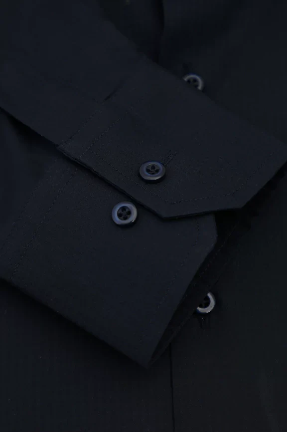 Navy Self Textured Formal Shirt - Image 3