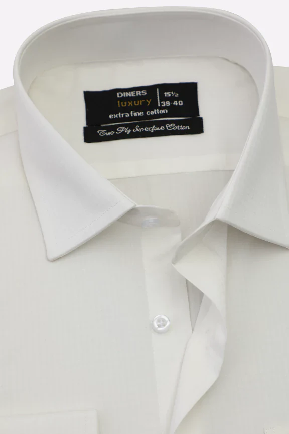 Off White Self Textured Formal Shirt - Image 2