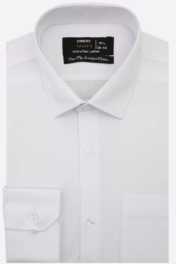 White Self Textured Formal Shirt