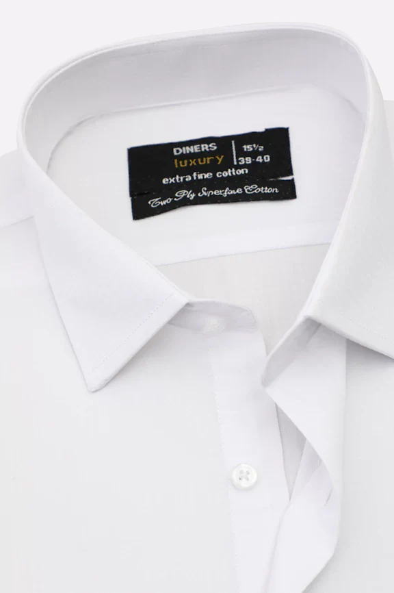 White Self Textured Formal Shirt - Image 2
