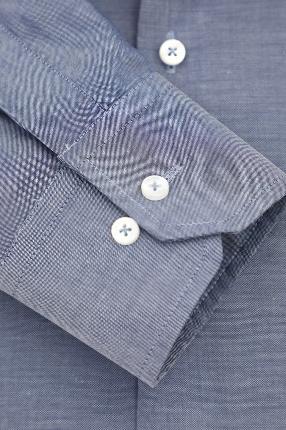 Dark Blue Self Textured Formal Shirt - Image 3