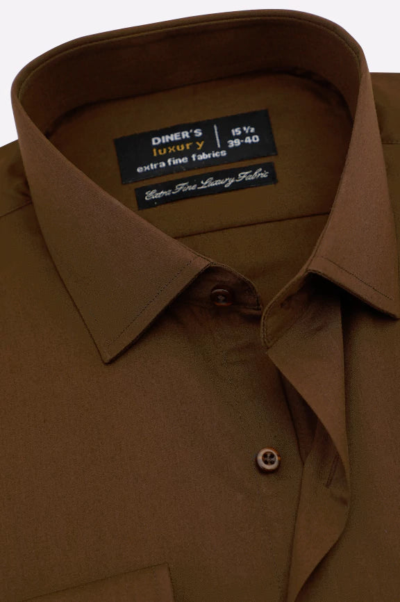 Brown Self Twill Formal Shirt - Image 2