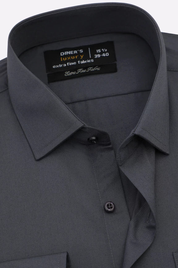 Grey Self Twill Formal Shirt - Image 2