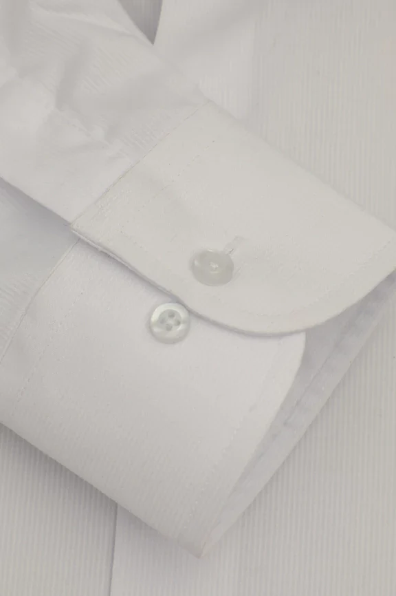 White Hairline Stripes Formal Shirt - Image 3