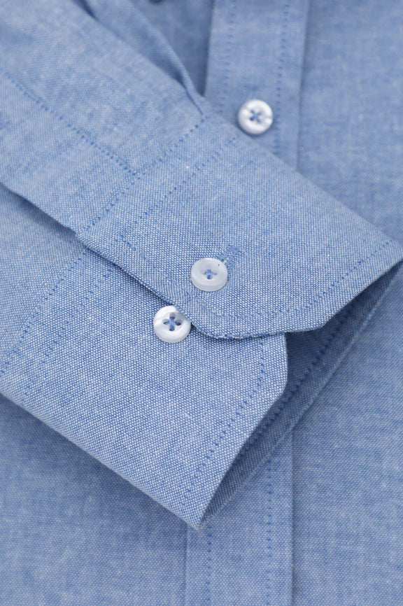 Blue Self Textured Formal Shirt - Image 3
