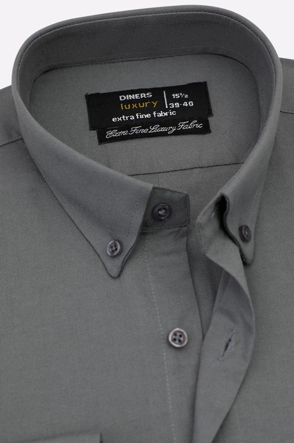 Grey Self Textured Formal Shirt - Image 2