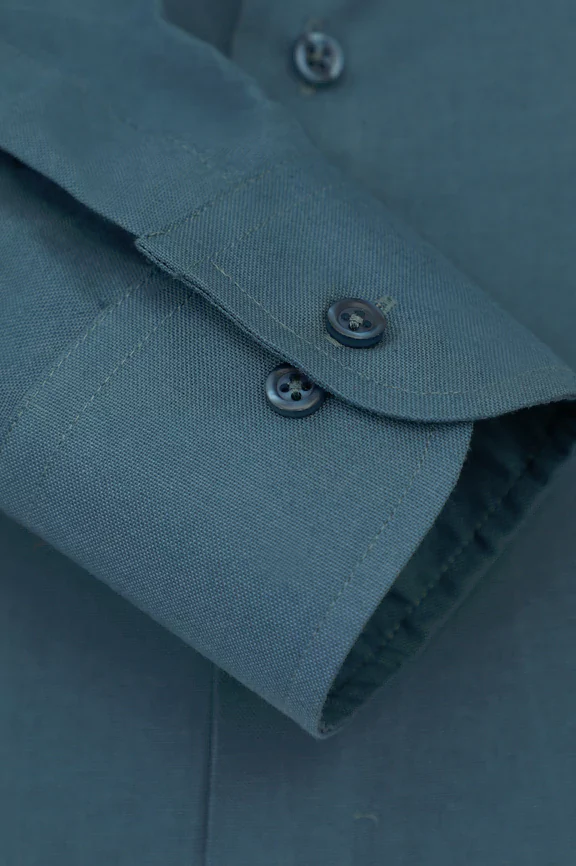 Teal Self Textured Formal Shirt - Image 3