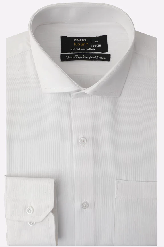 White Hairline Stripe Formal Shirt