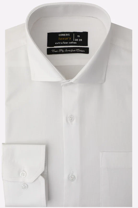 White Twill Self Textured Formal Shirt