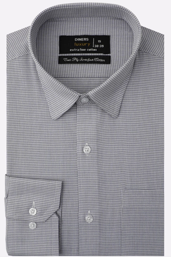 Grey Houndstooth Check Formal Shirt