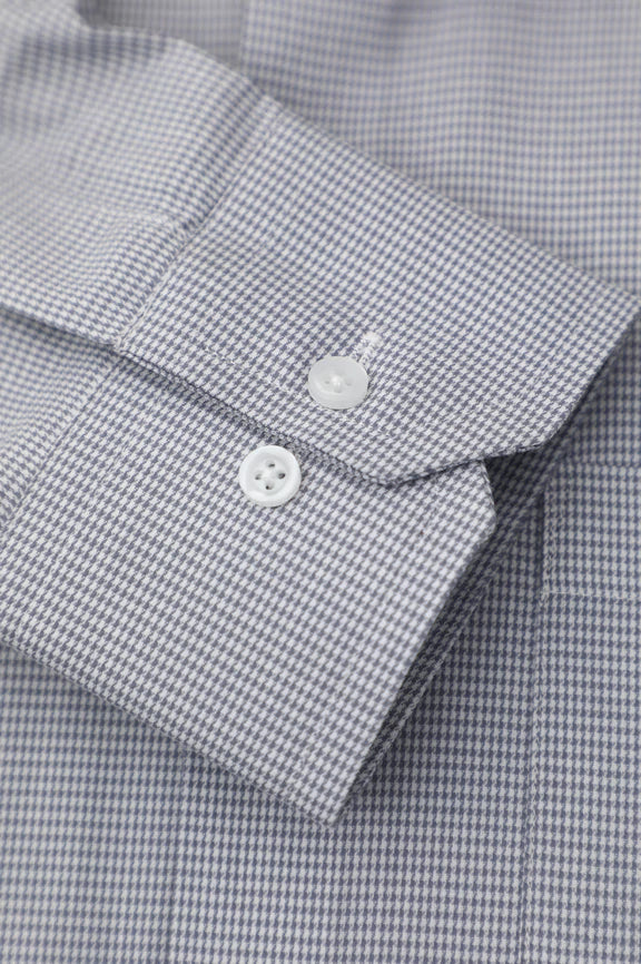 Grey Houndstooth Check Formal Shirt - Image 3