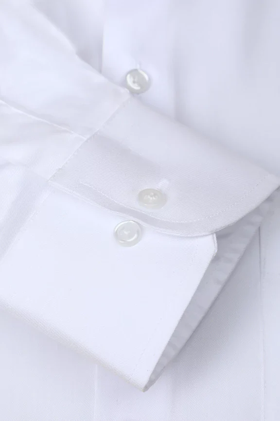 White Self Twill Texture Formal Shirt - Image 3