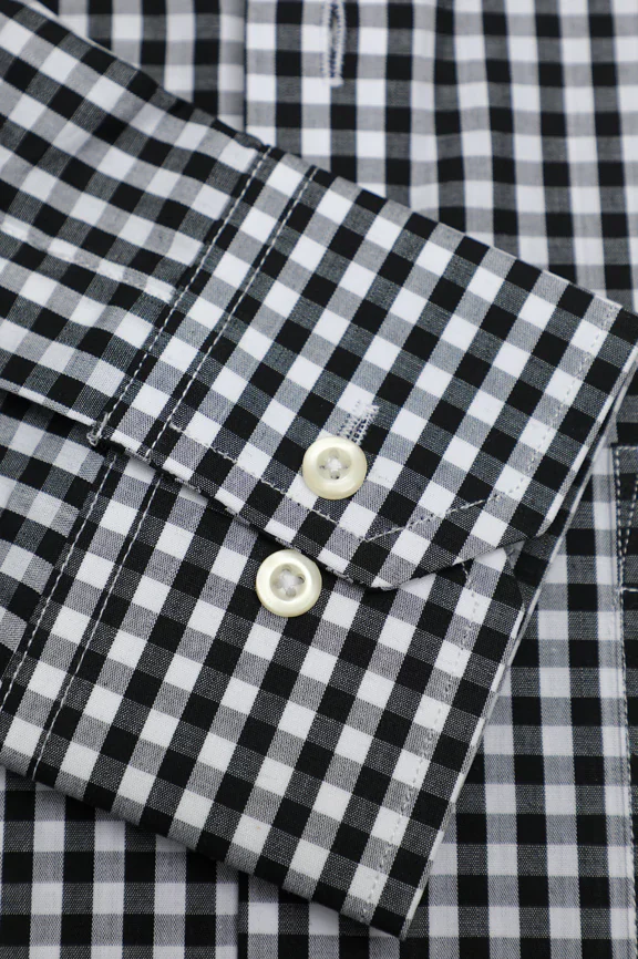 Black Gingham Check Formal Shirt - Image 3