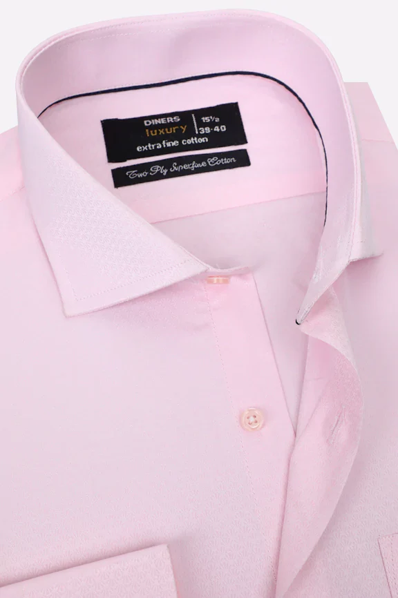 Pink Self Textured Formal Shirt - Image 2