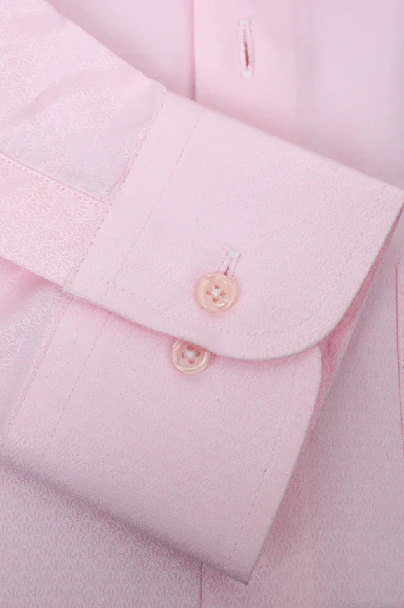 Pink Self Textured Formal Shirt - Image 3