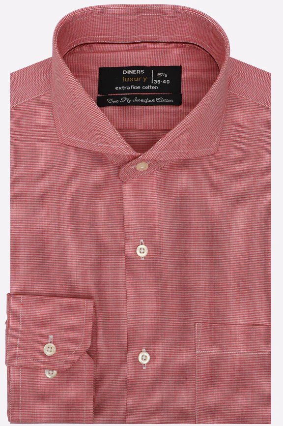 Red Self Textured Formal Shirt