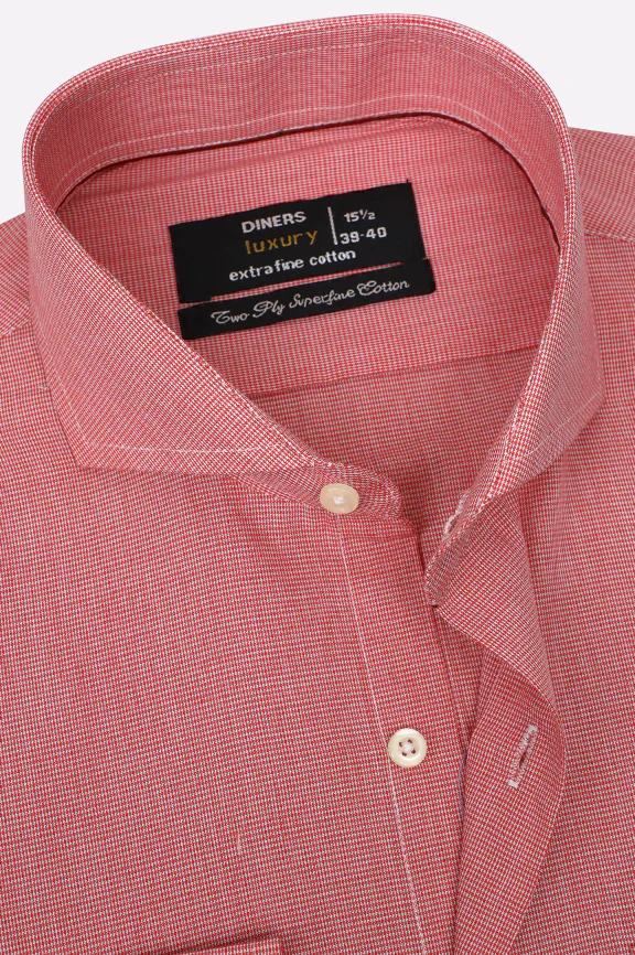 Red Self Textured Formal Shirt - Image 2