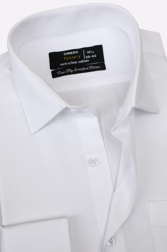White Self Textured Formal Shirt - Image 2