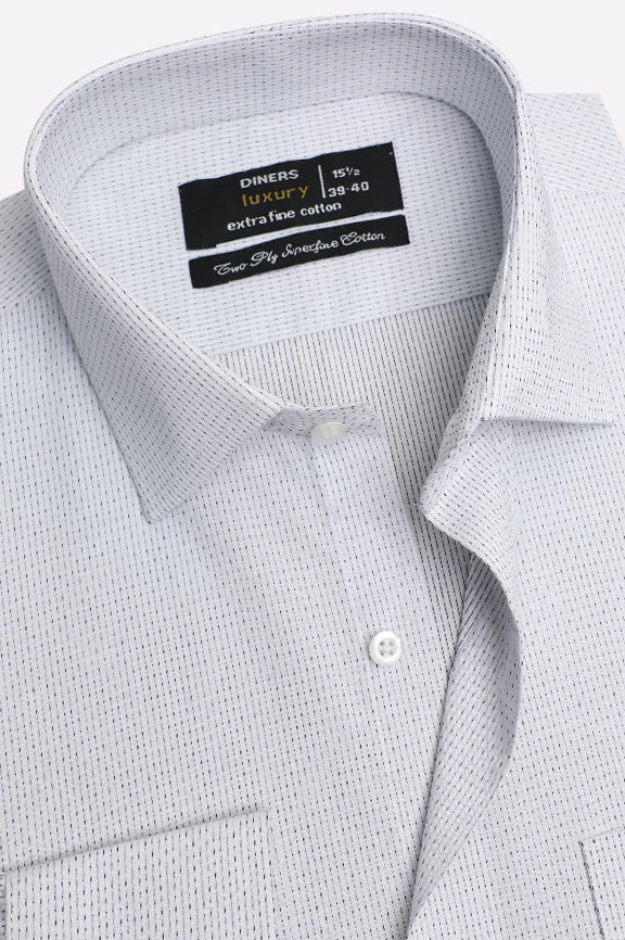 White Self Textured Formal Shirt - Image 2
