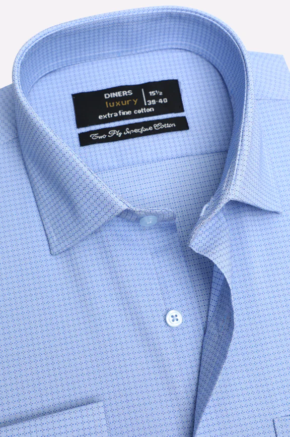 Blue Self Check Formal Shirt - Image 2