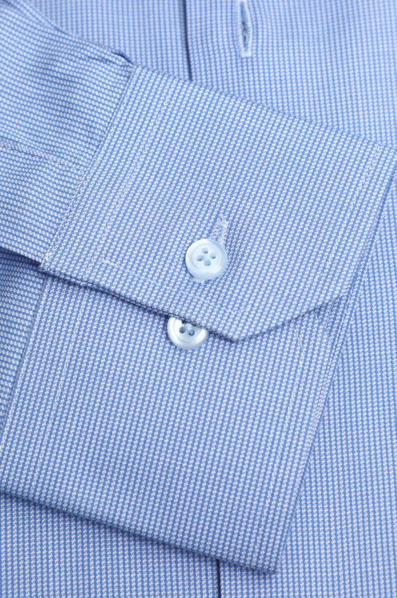 Blue Houndstooth Check Formal Shirt - Image 3