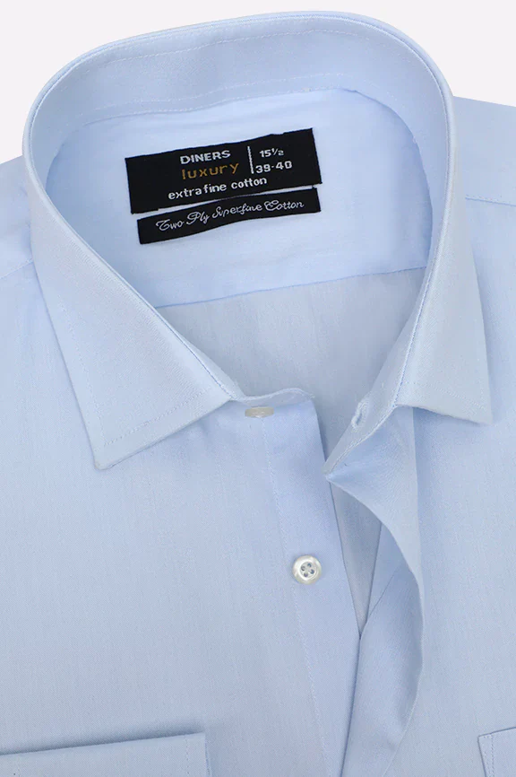 Sky Blue Self Formal Shirt - Image 2