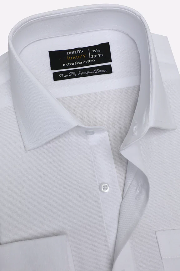 White Self Textured Formal Shirt - Image 2