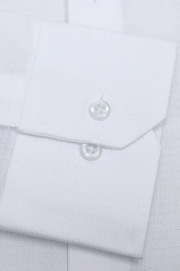 White Self Textured Formal Shirt - Image 3