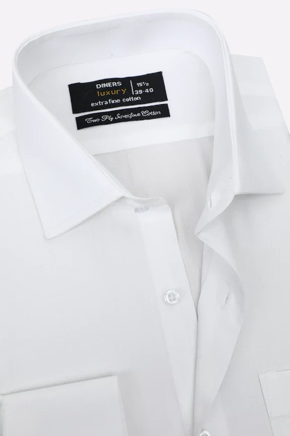 White Self Textured Formal Shirt - Image 2