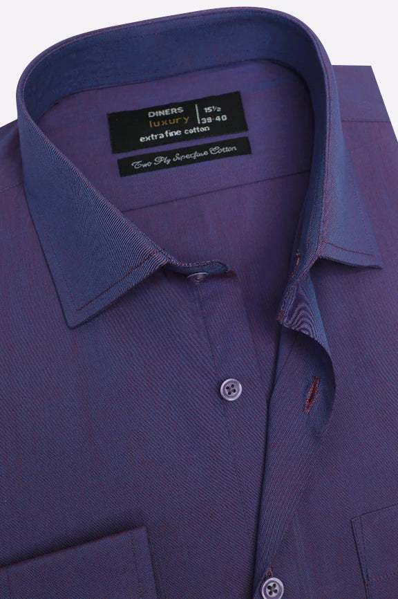 Purple Dobby Self Formal Shirt - Image 2
