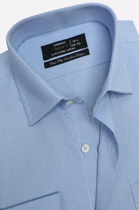Blue Dobby Self Formal Shirt - Image 2