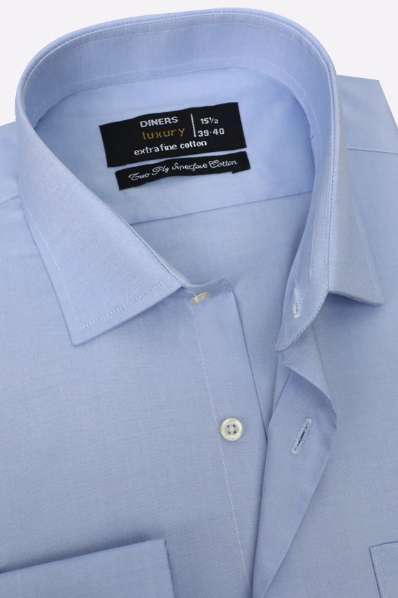 Sky Blue Self Formal Shirt - Image 2