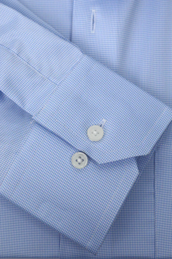 Sky Blue Houndstooth Check Formal Shirt - Image 3