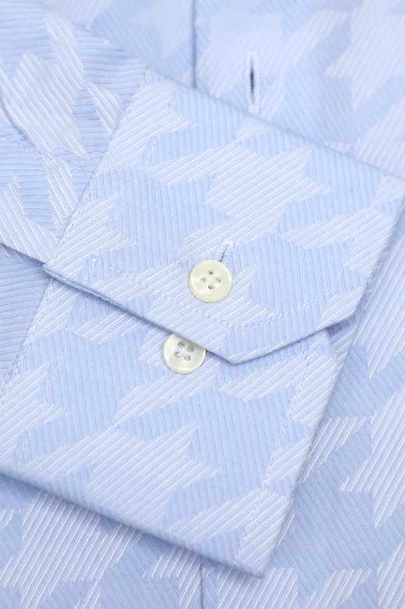 Blue Cotton Twill Weave Formal Shirt - Image 3