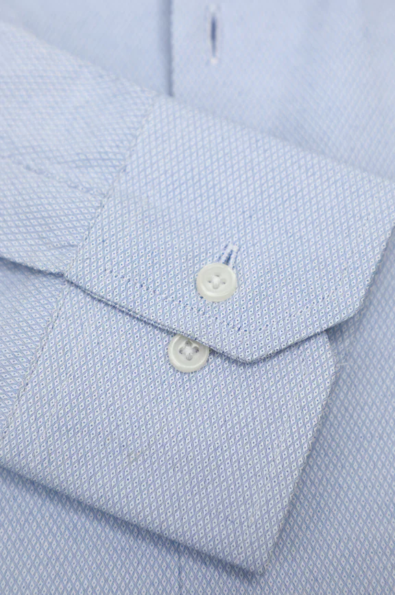 Blue Self Textured Formal Shirt - Image 3