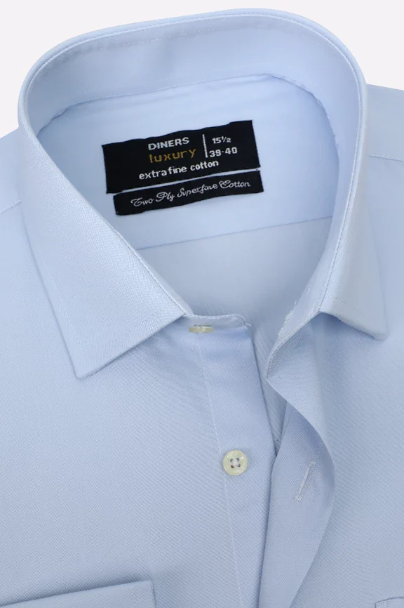 Sky Blue Twill Textured Formal Shirt - Image 2