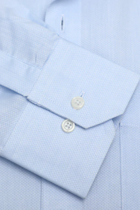 Sky Blue Self Textured Formal Shirt - Image 3