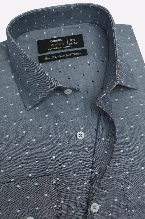 Dark Blue Dobby Self Formal Shirt - Image 2