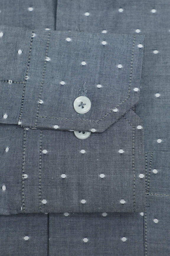 Dark Blue Dobby Self Formal Shirt - Image 3