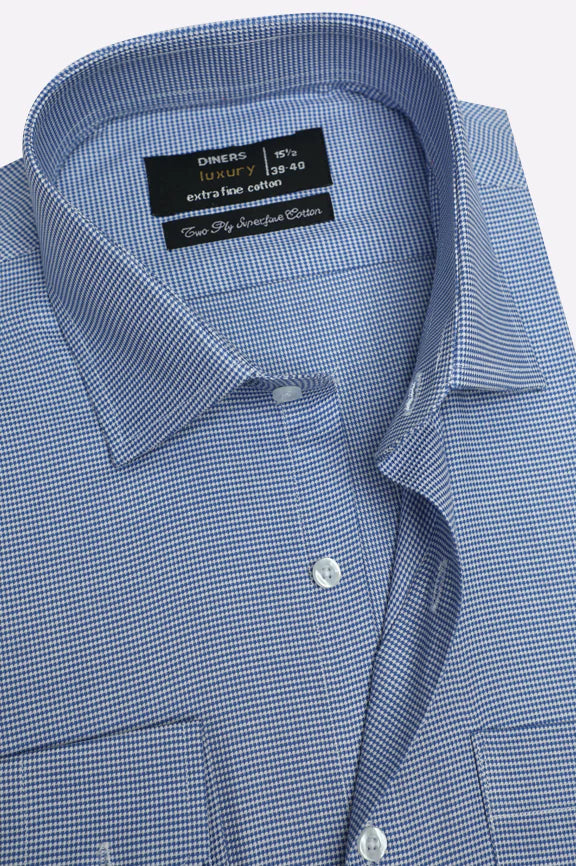 Blue Dobby Self Formal Shirt - Image 2