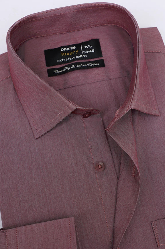 Maroon Self Textured Formal Shirt - Image 2