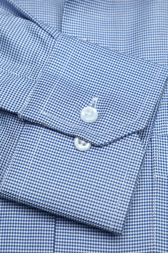 Blue Self Textured Formal Shirt - Image 3