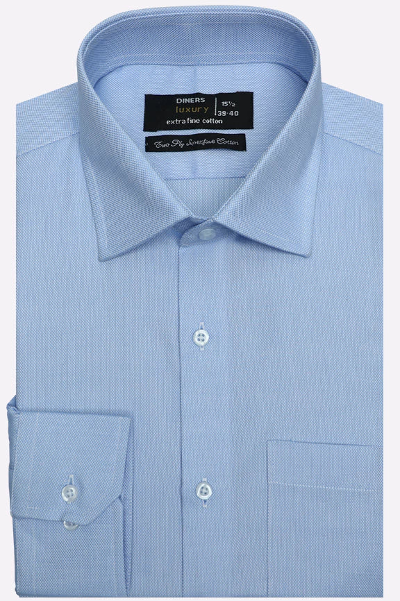Blue Self Textured Formal Shirt