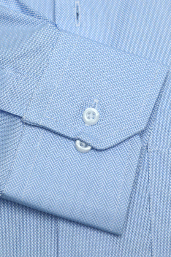 Blue Self Textured Formal Shirt - Image 3