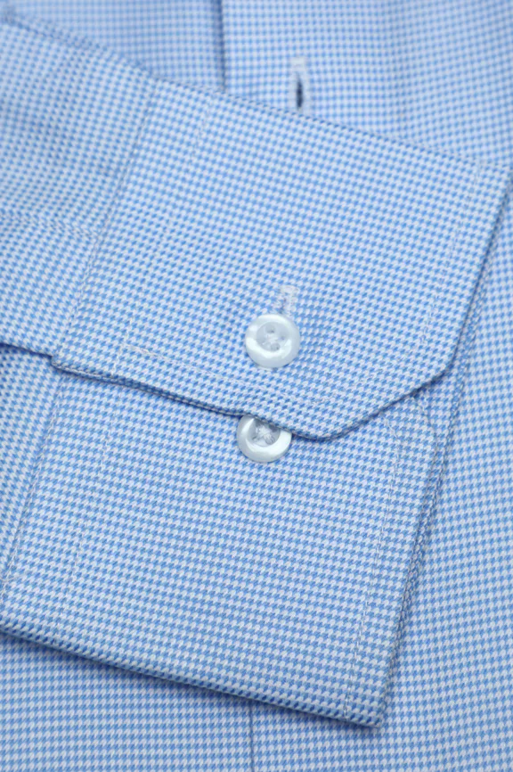 Blue Self Textured Formal Shirt - Image 3